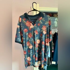 Abercrombie & Fitch Men’s Floral Airknit Short Sleeve Polo Shirt, LG. Used